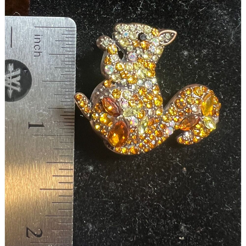 Sparkling Squirrel and Acorn Rhinestone Brooch Set Vintage‑Style Gemstone Brooch - Picture 10 of 10